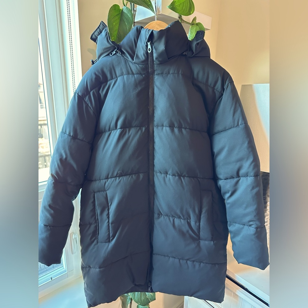 Girlfriend Collective Puffer Black Midi Recycled Parka